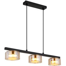 Globo Lighting Higgins lampa wisząca 3x6 W czarna-bursztynowa 16055-3HG