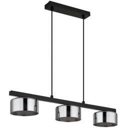 Globo Lighting Higgins lampa wisząca 3x6 W czarna/przydymiona 16055-3HS