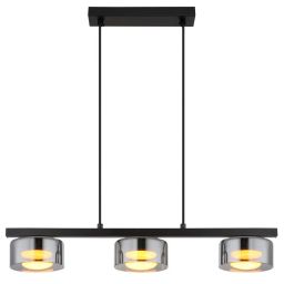 Globo Lighting Higgins lampa wisząca 3x6 W czarna/przydymiona 16055-3HS