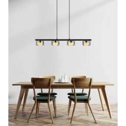 Globo Lighting Higgins lampa wisząca 4x6 W czarna/przydymiona 16055-4HS