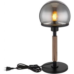Globo Lighting Haku lampa stołowa 1x40 W czarna-przydymiona-drewno 21954S