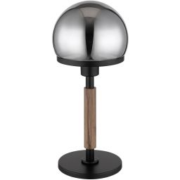 Globo Lighting Haku lampa stołowa 1x40 W czarna-przydymiona-drewno 21954S