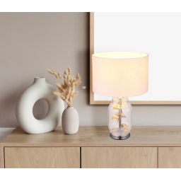 Globo Lighting Ginko lampa stołowa 1x40 W biała-przezroczysta-chrom 24141C
