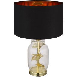 Globo Lighting Ginko lampa stołowa 1x40 W czarna-przezroczysta-mosiądz 24141M