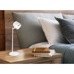 Globo Lighting Meeya lampa biurkowa 1x6 W biała-srebrna 58454W