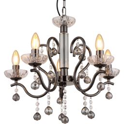 Globo Lighting Camila lampa wisząca 5x40 W czarna-kryształ 64134-5