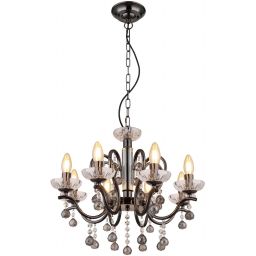 Globo Lighting Camila lampa wisząca 8x40 W czarna-kryształ 64134-8