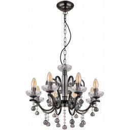 Globo Lighting Camila lampa wisząca 8x40 W czarna-kryształ 64134-8