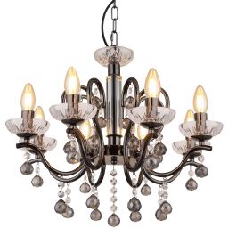 Globo Lighting Camila lampa wisząca 8x40 W czarna-kryształ 64134-8