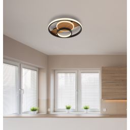 Globo Lighting Pikara lampa podsufitowa 1x24 W biała-czarna-drewno 67322-24