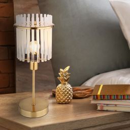 Globo Lighting Gorley lampa stołowa 1x40 W biała-przezroczysta-złota 15698TM