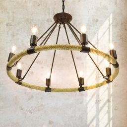 Goldlux Arthur lampa wisząca 8x20 W czarna-beżowa 307927