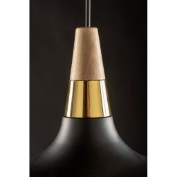 GTV Skandi lampa wisząca 1x40 W czarna-złota-drewno OS-SKAN2-10-DEC