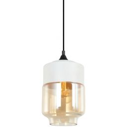 Italux Molina lampa wisząca 1x40 W biała-czarna-bursztynowa MDM-2377/1 W+AMB