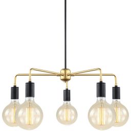 Italux Malene lampa wisząca 5x40 W czarna-złota MDM3386/5 BK+GD