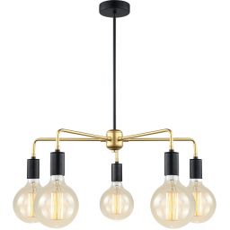Italux Malene lampa wisząca 5x40 W czarna-złota MDM3386/5 BK+GD