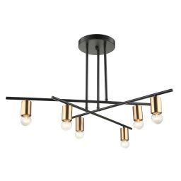 Italux Normani lampa wisząca 6x60 W czarna-brązowa MDM3658/6 BK+BRO
