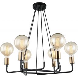Italux Betty lampa wisząca 6x40 W czarna-brązowa MDM-3901/6 BK+BRO
