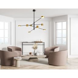 Italux Remdal lampa podsufitowa 8x36 W czarna/złota PND-16374-8-BK-GD-3K