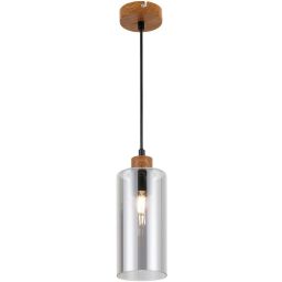 Italux Naster lampa wisząca 1x25 W czarna-drewno PND-23051-1-WO