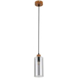 Italux Naster lampa wisząca 1x25 W czarna-drewno PND-23051-1-WO