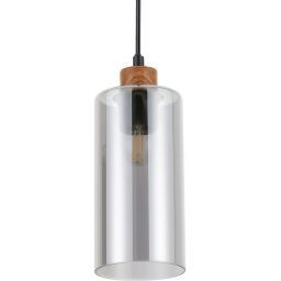 Italux Naster lampa wisząca 1x25 W czarna-drewno PND-23051-1-WO