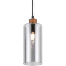 Italux Naster lampa wisząca 1x25 W czarna-drewno PND-23051-1-WO