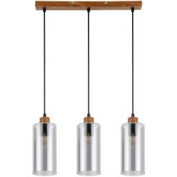 Italux Naster lampa wisząca 3x25 W czarna-drewno PND-23051-3-WO