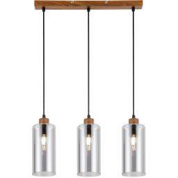 Italux Naster lampa wisząca 3x25 W czarna-drewno PND-23051-3-WO