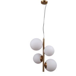 Italux Riga lampa wisząca 4x5 W biała-miodowy mosiądz PND-44213-4-HBR