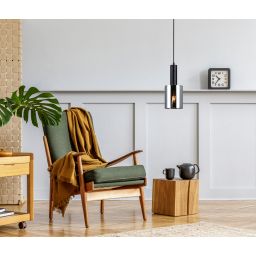 Italux Sardo lampa wisząca 1x40 W czarna-przydymiona PND-5581-1-BK+SG