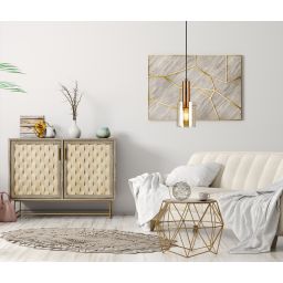 Italux Sardo lampa wisząca 1x40 W mosiądz-bursztynowa PND-5581-1-BRO+AMB