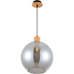Italux Potan lampa wisząca 1x25 W czarna-drewno PND-67497-WO-SG