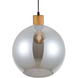 Italux Potan lampa wisząca 1x25 W czarna-drewno PND-67497-WO-SG