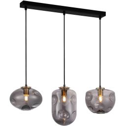 Italux Hatella lampa wisząca 3x40 W czarna-przydymiona-miedź PND-112038-3-BRO+SG