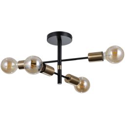 Italux Piansi lampa wisząca 4x40 W czarny mat/mosiądz miodowy PND-4025-4-BL-HBR