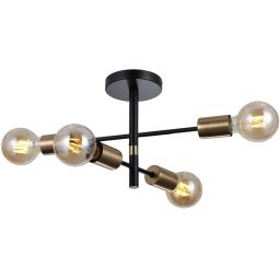 Italux Piansi lampa wisząca 4x40 W czarny mat/mosiądz miodowy PND-4025-4-BL-HBR