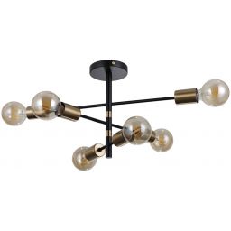 Italux Piansi lampa wisząca 6x40 W czarny mat/mosiądz miodowy PND-4025-6-BL-HBR