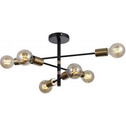 Italux Piansi lampa wisząca 6x40 W czarny mat/mosiądz miodowy PND-4025-6-BL-HBR