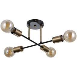 Italux Formio lampa wisząca 4x40 W czarny mat/mosiądz miodowy PND-4052-4-BL-HBR