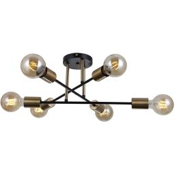 Italux Formio lampa wisząca 6x40 W czarny mat/miodowy mosiądz PND-4052-6-BL-HBR