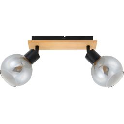 Italux Barel lampa podsufitowa 2x25 W czarna-drewno SPL-67535-2-BK-WO