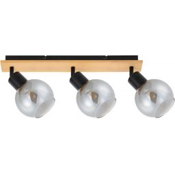 Italux Barel lampa podsufitowa 3x25 W czarna-drewno SPL-67535-3-BK-WO