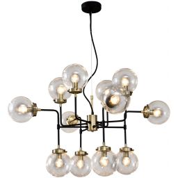 Italux Odelia lampa wisząca 12x28 W czarna-przezroczysta-brąz antyczny V1009-12