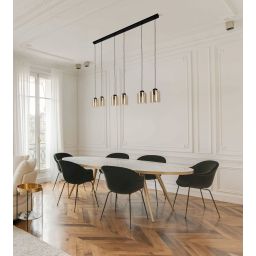 Kaja Soro lampa wisząca 6x15 W czarna-bursztynowa K-5572