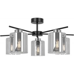 Kaja Luna lampa podsufitowa 5x15 W czarna-srebrna-grafitowa K-5527