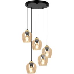 Kaja Tula lampa wisząca 5x15 W czarna-złota-bursztynowa K-5607