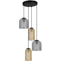 Kaja Capri lampa wisząca 4x15 W czarna-bursztynowa-grafitowa K-5627