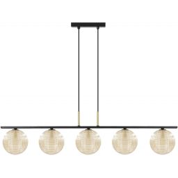 Kaja Giro lampa wisząca 5x10 W czarna-złota-bursztynowa K-5688