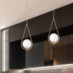 Kaja Neve Gold lampa wisząca 1x40 W biała-mosiądz K-4775